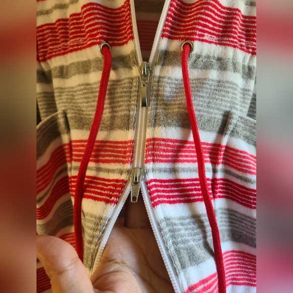 Ulla Popken Terry Cloth Stripe Terry Bath Robe - Picture 8 of 9